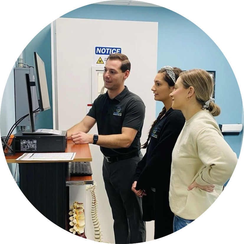 Dr. Brett Tave showing patient x-ray